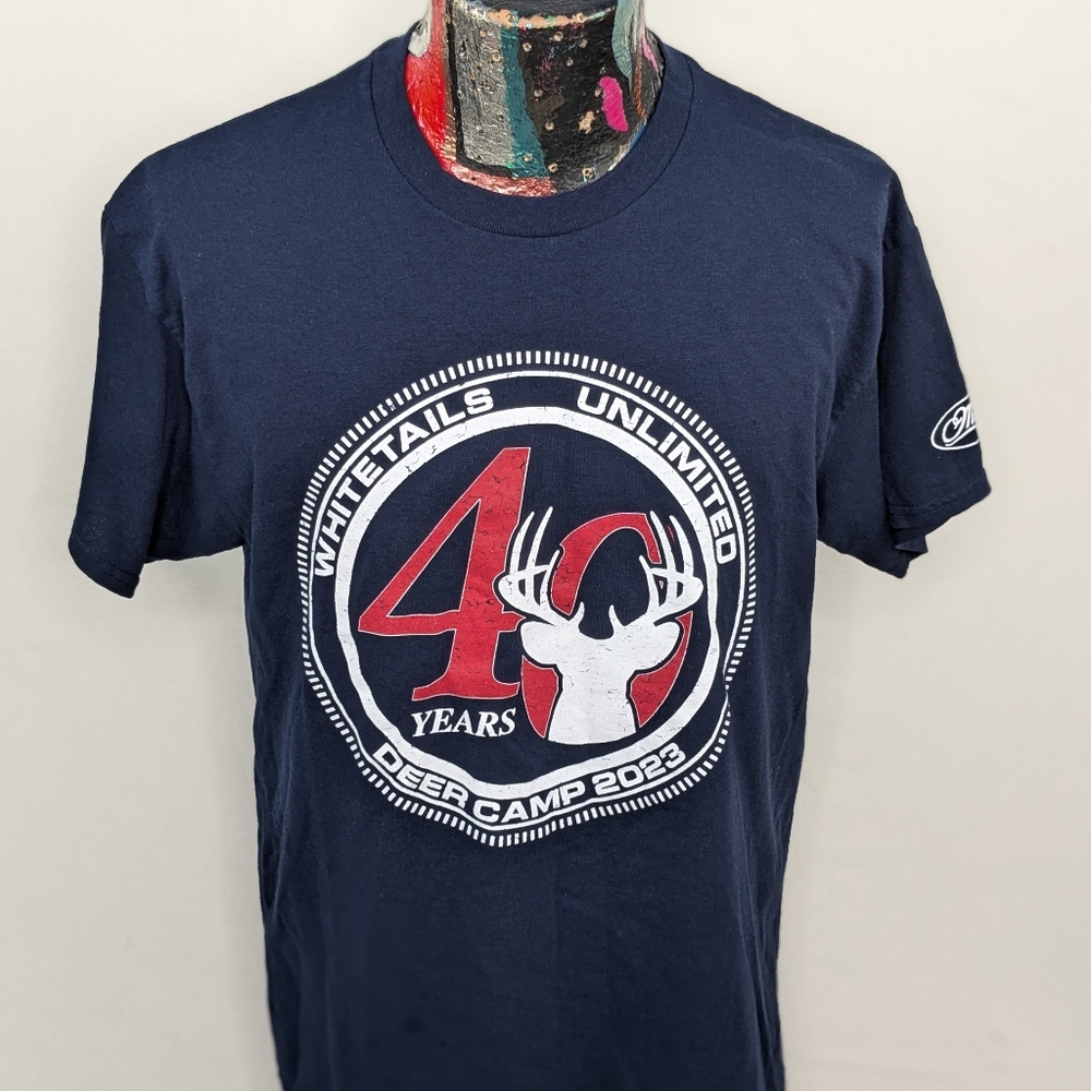 Whitetails Unlimited Deer Camp 2023 Mens Blue Tshirt Size Large